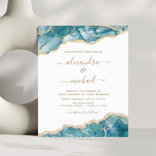 Budget Agate Turquoise Blauwgroen Gold Wedding