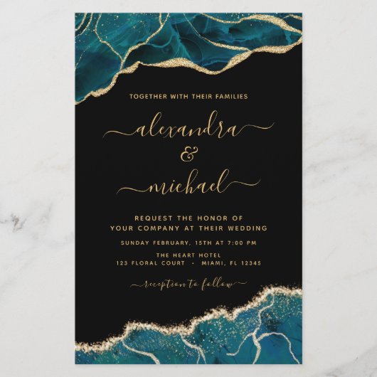 Budget Agate Turquoise Blauwgroen Gold Wedding (Voorkant)