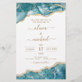 Budget Agate Turquoise Blauwgroen Gold Wedding (Voorkant)