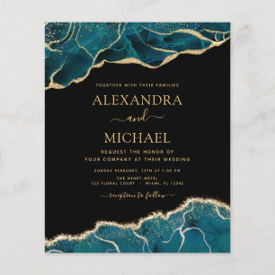 Budget Agate Turquoise Blauwgroen Gold Wedding Flyer