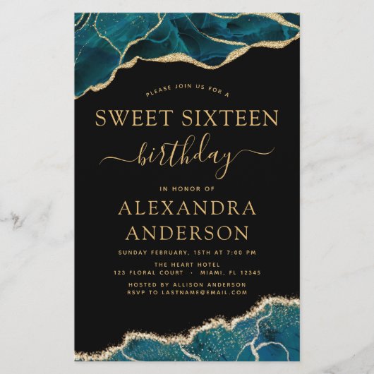 Budget Agate Turquoise Sweet 16 Blauwgroen Gold (Voorkant)