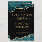 Budget Agate Turquoise Sweet 16 Blauwgroen Gold (Voorkant / Achterkant)