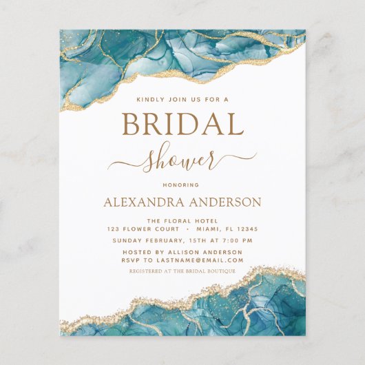 Budget Agate Turquoise Vrijgezellenfeest Blauwgroe Flyer (Voorkant)