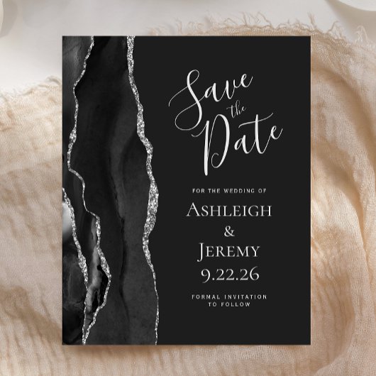 Budget Agate Zwart Zilver Donker Save the Date