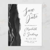 Budget Agate Zwart Zilver Script Bewaar de Datum (Voorkant)