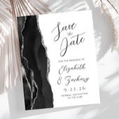 Budget Agate Zwart Zilver Script Save the Date