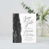 Budget Agate Zwart Zilver Script Save the Date (Staand voorkant)
