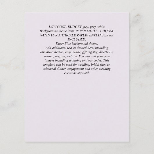 BUDGET AGE Blue Paars Pink Gold Wedding INVITE Flyer (Achterkant)