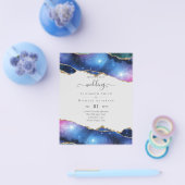 BUDGET AGE Blue Paars Pink Gold Wedding INVITE Flyer (Enkel)