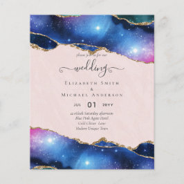 BUDGET AGE Blue Paars Pink Gold Wedding INVITE Flyer