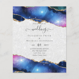 BUDGET AGE Blue Paars Pink Gold Wedding INVITE Flyer