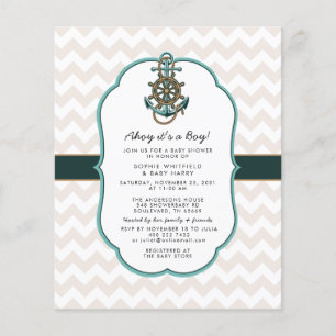 Budget Ahoy a Boy Nautical Baby shower Invitation
