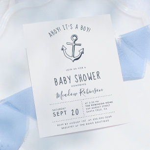 Budget Ahoy! Het is een jongen! Nautische baby sho