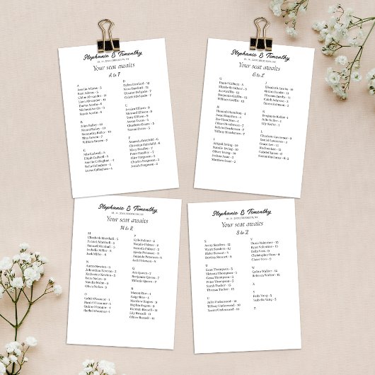 Budget Alfabetische Bruiloft Zitkaarten Kaart