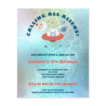 Budget Aliens 5e verjaardag partijuitnodiging