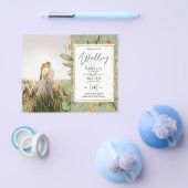 Budget All-in1 FOTO Groene Huwelijks RSVP QR CODE Flyer (Enkel)