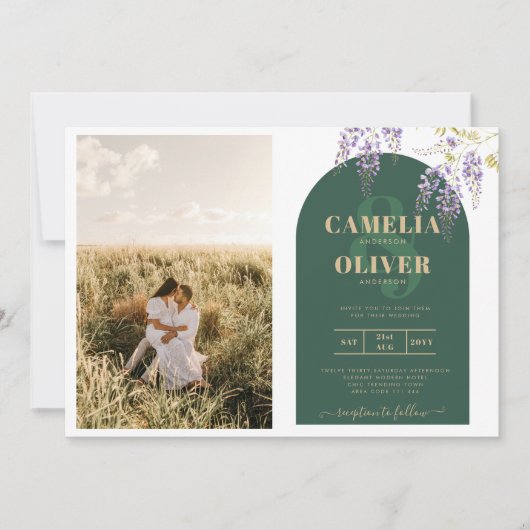 Budget All-in1 FOTO Huwelijk Wisteria QR Code UITN Kaart (Voorkant)