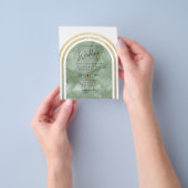 BUDGET All-in1 Gold Green Sage Marble Boog Huwelij Flyer (Hand)
