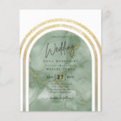 BUDGET All-in1 Gold Green Sage Marble Boog Huwelij Flyer (Voorkant)