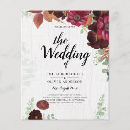 BUDGET All-in1 Rustieke Herfst Wijnrood Trouwfeest Flyer