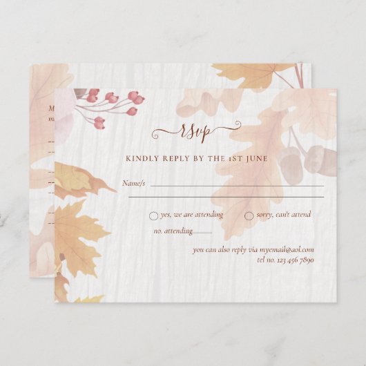 BUDGET All-in-1 Fall leves Terracotta Wedding Briefkaart (Voorkant / Achterkant)