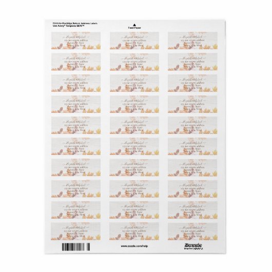 BUDGET All-in-1 Fall leves Terracotta Wedding Etiket (Full Sheet)