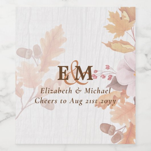 BUDGET All-in-1 Fall leves Terracotta Wedding Wijn Etiket (Enkel label)