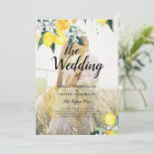 BUDGET All-in-1 FOTO OVERLAY Lemons Wedding QR Kaart (Staand voorkant)