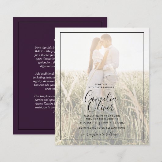 BUDGET All-in-1 FOTO OVERLAY Plum Paars Wedding (Voorkant / Achterkant)