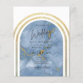 BUDGET All-in-1 Gold Blue Marble Arch Wedding Flyer (Voorkant)