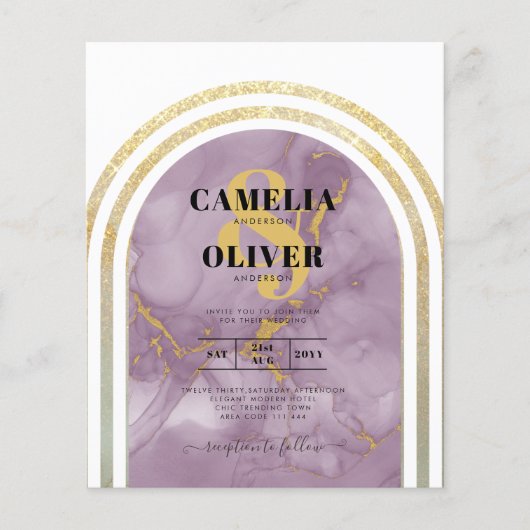 BUDGET All-in-1 Gold Pink Marble Arch Wedding Flye Flyer (Voorkant)