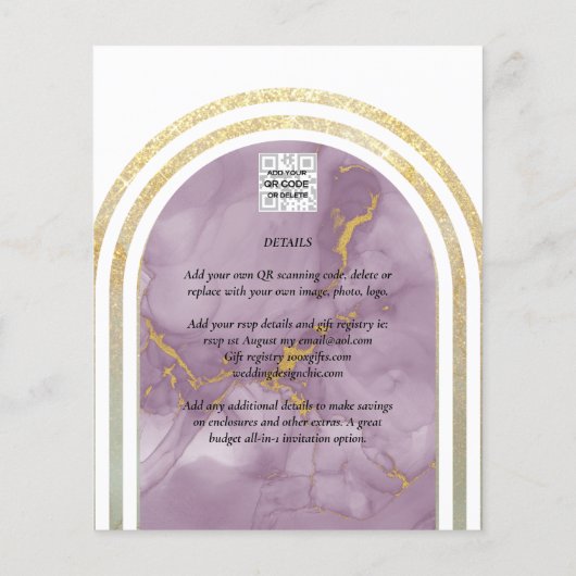 BUDGET All-in-1 Goud Roze Marmer Boog Bruiloft Flyer (Achterkant)