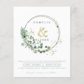 BUDGET All-in-1 Green Gold Wreath QR Code Weddensc Flyer (Voorkant)