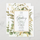 BUDGET All-in-1 Greenery Gold Leaves Wedding (Voorkant / Achterkant)