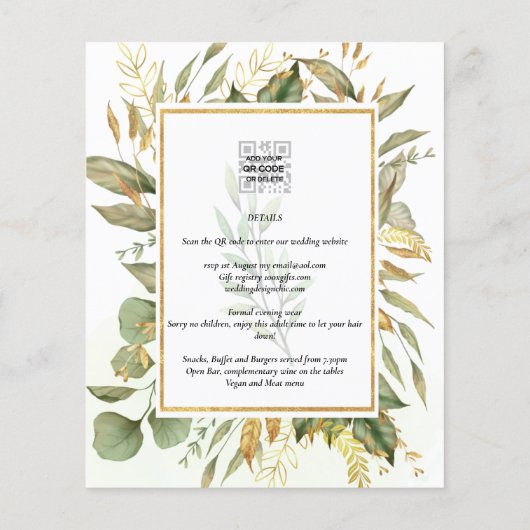 BUDGET All-in-1 Greenery Gold Leaves Wedding (Achterkant)