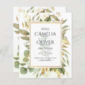 BUDGET All-in-1 Greenery Gold Leaves Wedding (Voorkant / Achterkant)