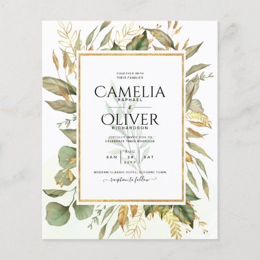 BUDGET All-in-1 Greenery Gold Leaves Wedding (Voorkant)