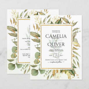 BUDGET All-in-1 Greenery Gold Leaves Wedding