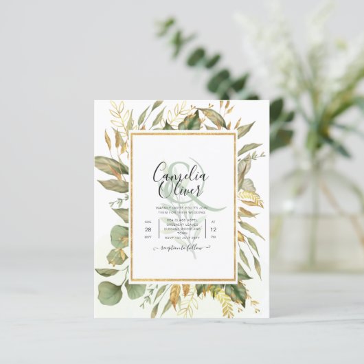 BUDGET All-in-1 Greenery Gold Leaves Wedding (Staand voorkant)