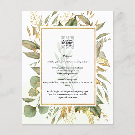 BUDGET All-in-1 Greenery Gold Leaves Wedding (Achterkant)