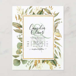 BUDGET All-in-1 Greenery Gold Leaves Wedding Flyer