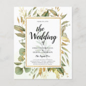 BUDGET All-in-1 Greenery Gold Leaves Wedding Flyer (Voorkant)