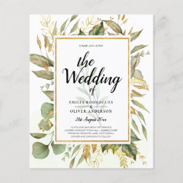 BUDGET All-in-1 Greenery Gold Leaves Wedding Flyer