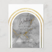 BUDGET All-in-1 Grey Gold Arch Modern Wedding QRCd Flyer (Voorkant)