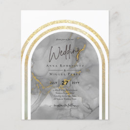 BUDGET All-in-1 Grey Gold Arch Modern Wedding QRCd Flyer