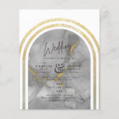 BUDGET All-in-1 Grey Gold Arch Modern Wedding QRCd Flyer (Voorkant)