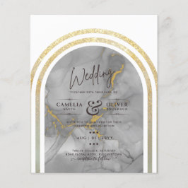 BUDGET All-in-1 Grey Gold Arch Modern Wedding QRCd Flyer