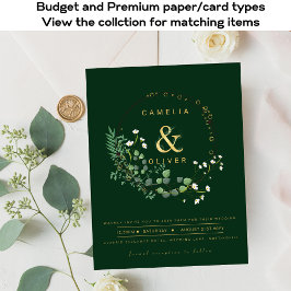 BUDGET All-in-1 Groen Gouden Krans QR Code Trouwen Flyer