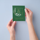 BUDGET All-in-1 Groen Gouden Krans QR Code Trouwen Flyer (Hand)