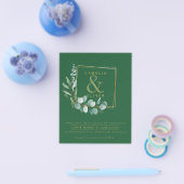 BUDGET All-in-1 Groen Gouden Krans QR Code Trouwen Flyer (Enkel)